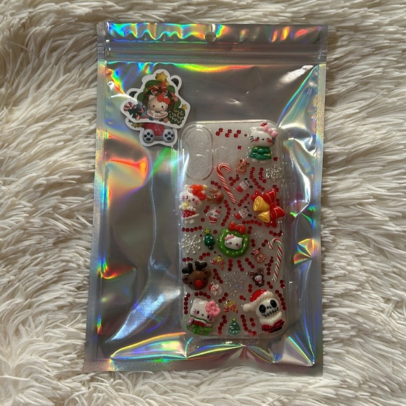 Handmade Christmas Holiday Hello Kitty Kawaii Charm Junk iPhone 16 Case - Picture 3 of 3